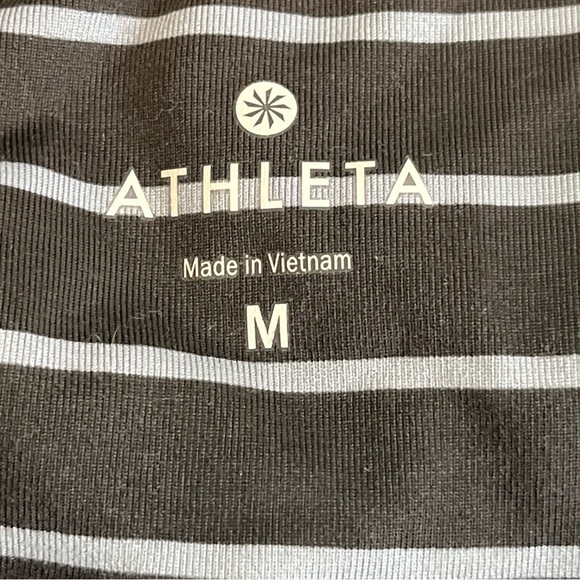 Athleta Black Gray Striped Leggings Running Stretch Ankle Workout Womens Size M - Picture 5 of 7